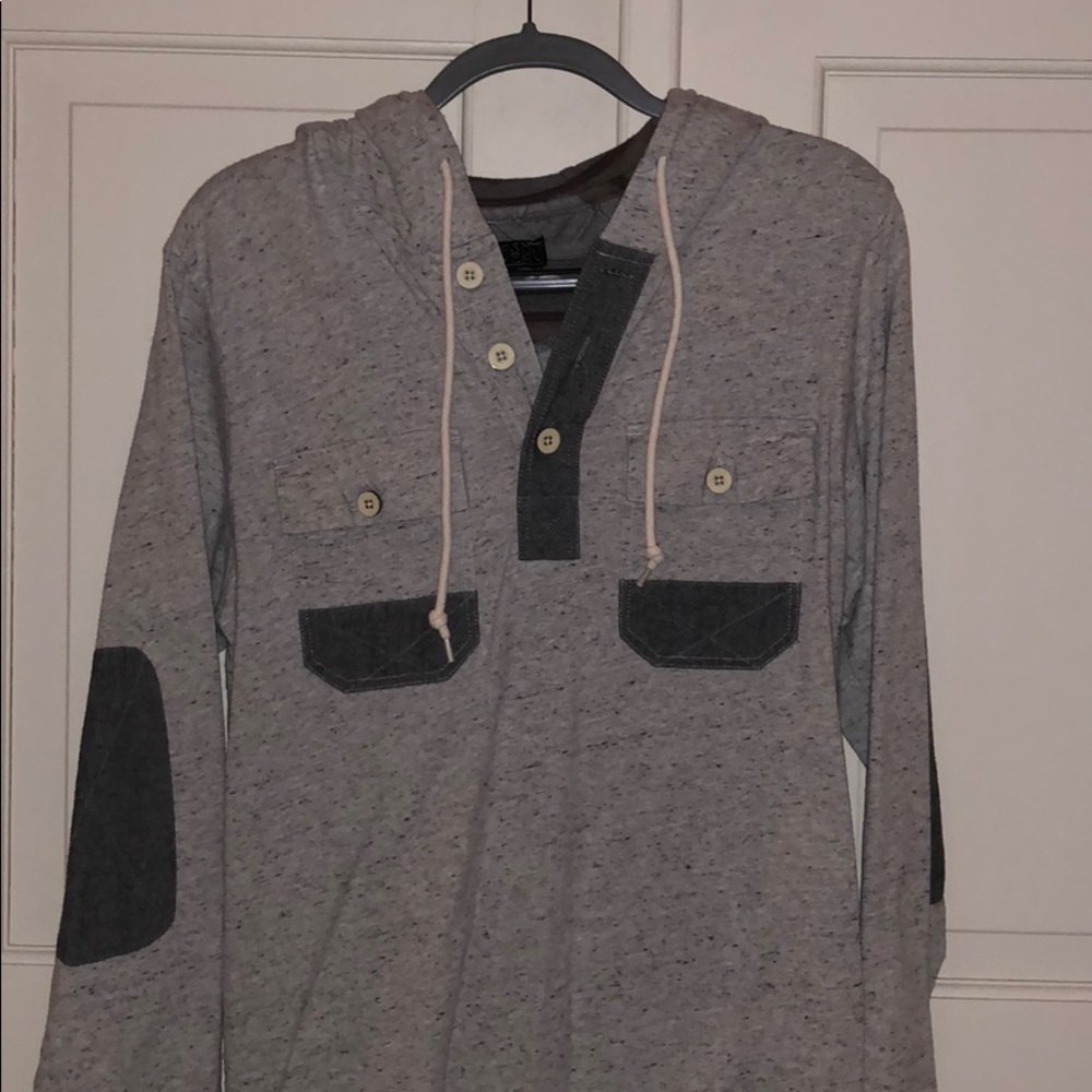 Hooded Pullover Sweater in Gray